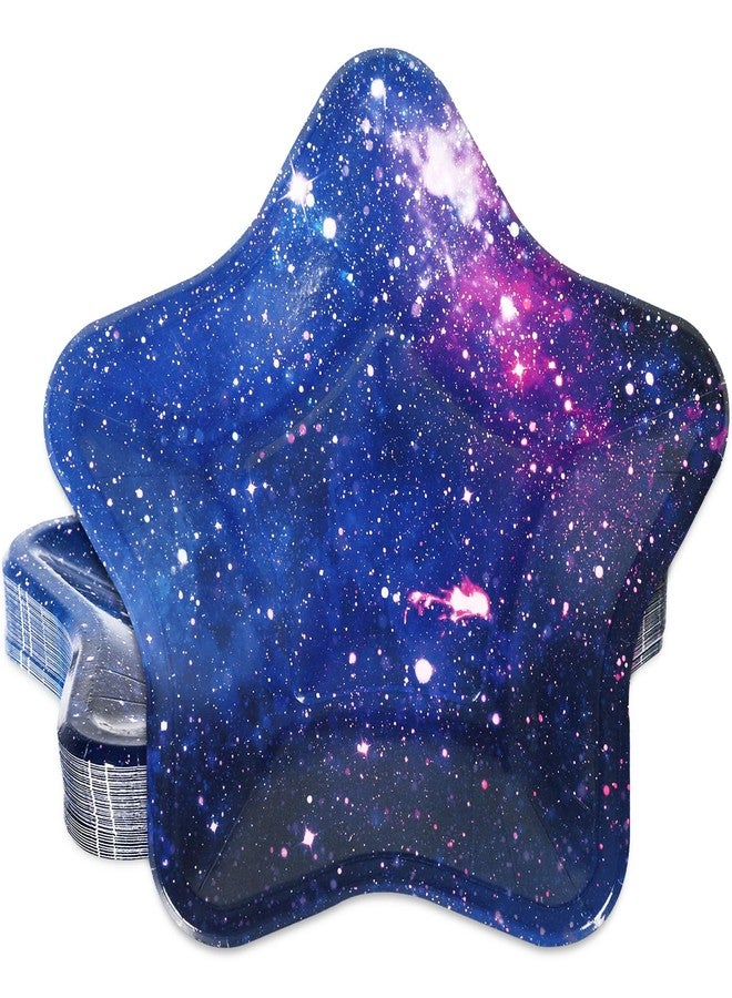 Whaline 40Pcs Star Paper Plates Galaxy Space Disposable Plates Colorful for Holiday Birthday Wedding Tableware Decorative, 7.1 x 6.7 Inch - Image 1